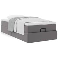 Ottoman bed met matras 90x200cm kunstleer grijs - thumbnail