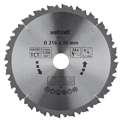 Wolfcraft Kap- en verstekzaagblad | HM | 24 Zähne | Ø216mm | 1 stuk - 6551000