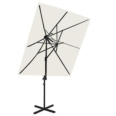 VidaXL Zweefparasol met dubbel dak 250x250 cm zandkleurig