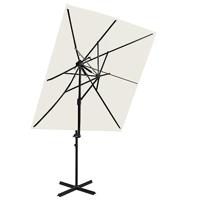 VidaXL Zweefparasol met dubbel dak 250x250 cm zandkleurig - thumbnail