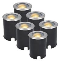 Set van 6 Lilly LED Grondspots - Dimbaar - Kantelbaar - GU10 - Rond - 2700K warm wit - 4 Watt 345 lumen - IK10 - RVS - IP67 waterdicht - thumbnail