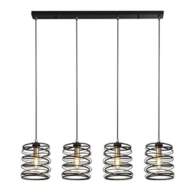 Searchlight HanglampSpring 4-lichts zwart met goud - 85583-4BGO