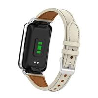 Classic leren bandje met case - Roomwit - Xiaomi Smart band 7 Pro - thumbnail