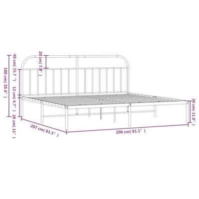 Bedframe met hoofdbord metaal wit 200x200 cm - thumbnail