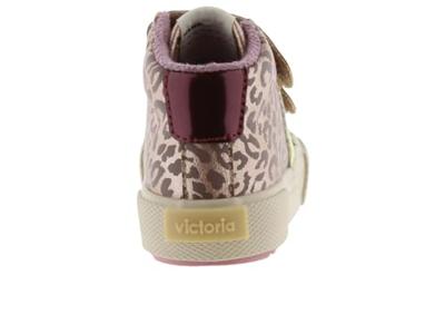 Hoge schoenen met luipaard dierenmotief en klittenbandsluitingen VICTORIA beige