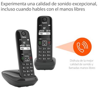 Gigaset AS690 Duo draadloze telefoon, 2 stuks, handsfree, groot display, 100 contacten, zwart