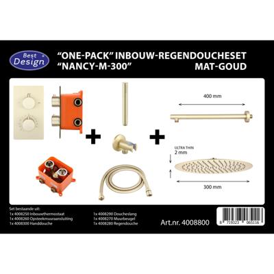 Best Design Best-Design "One-Pack" Inbouw-Regendoucheset "Nancy-M-300" Mat-Goud