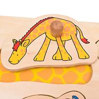 Goki houten dieren noppenpuzzel, 9st. - thumbnail