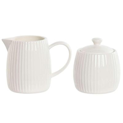 Melk- en Suikerpot Home ESPRIT Wit Porselein 250 ml 12 x 7,6 x 9 cm 2 Onderdelen