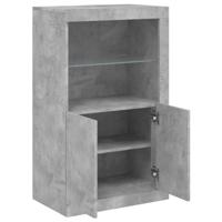 Bijzetkast met LED-verlichting bewerkt hout betongrijs - thumbnail