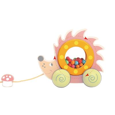 Tooky Toy Houten Trekfiguur Egel - 18 x 16 cm - Kleurrijk Trekspeelgoed