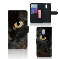 Nokia 2.3 | Telefoonhoesje | Met pasjeshouder | Zwarte Kat - thumbnail