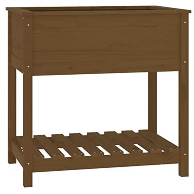 VidaXL Plantenbak met schap 82,5x54x81 cm grenenhout honingbruin