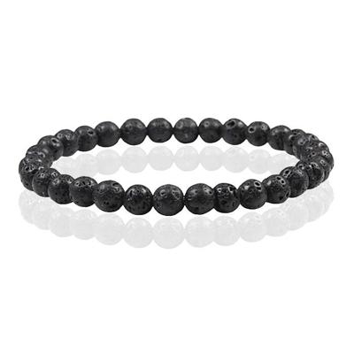 6mm Memphis Natuursteen Armband - Lava