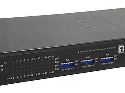 LevelOne FGP-2601 Unmanaged Fast Ethernet (10/100) Power over Ethernet (PoE) Zwart - [FGP-2601W150]