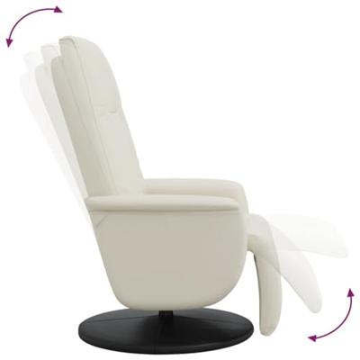 Fauteuil verstelbaar met voetensteun kunstleer crmekleurig