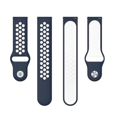 By Qubix - Sport Edition - Donkerblauw + wit - Compatible met Xiaomi Mi Watch/Compatible met Xiaomi Watch 2 / Compatible met Xiaomi Watch S1 / S2 / S3 / S4 - Compatible Xiaomi bandje