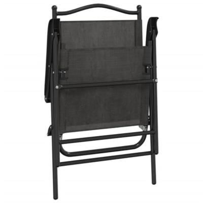 Tuinstoelen 2 st inklapbaar staal en textileen gemleerd grijs - thumbnail