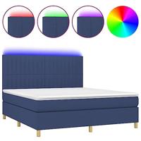 Boxspring met matras en LED stof blauw 160x200 cm - thumbnail