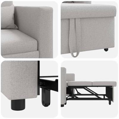 3-in-1 Eenpersoons Sofa Bed Converteerbaar in Cloud Grijs 3-in-1 Eenpersoons Sofa Bed Converteerbaar in Cloud Grijs
