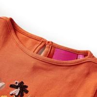 Kindershirt met lange mouwen bloemenprint 92 oranjebruin - thumbnail
