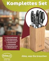 Messenblok, 5 Messen, 1 Schaar, Bamboe - Rösle | Cuisine - thumbnail