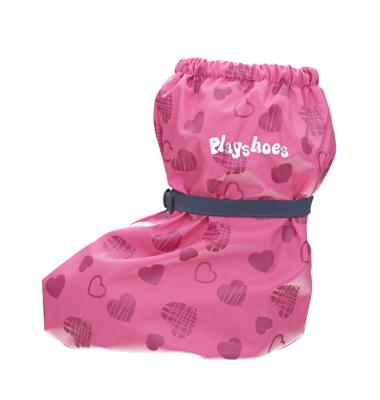 Playshoes overschoenen fleece gevoerd Hartjes Roze-M