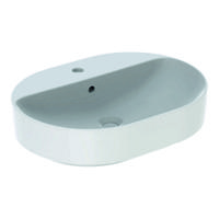 Geberit VariForm opzetwastafel ellips 60 cm 1 kraangat met overloop KeraTect, wit - thumbnail