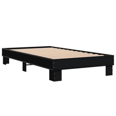 Bedframe bewerkt hout en metaal zwart 75x190 cm