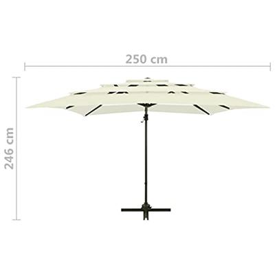Parasol 4-laags met aluminium paal 250x250 cm zandkleurig