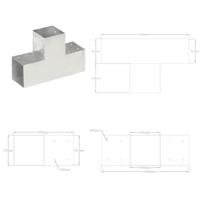 VidaXL Paalverbindingen 4 st t-vorm 101x101 mm gegalvaniseerd metaal - thumbnail