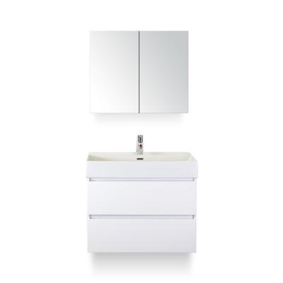 Maxx XL Badmeubelset 80 cm - Wit Hoogglans - Wastafel Kube 1 kraangat - met Spiegelkast