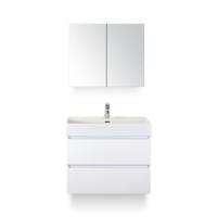 Maxx XL Badmeubelset 80 cm - Wit Hoogglans - Wastafel Kube 1 kraangat - met Spiegelkast - thumbnail