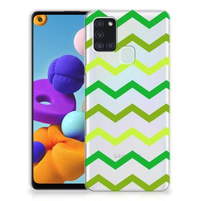 Samsung Galaxy A21s | TPU bumper | Zigzag Groen Samsung Galaxy A21s | TPU bumper | Zigzag Groen