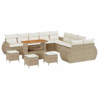 Tuinbankenset 14 pcs Beige poly rattan - thumbnail