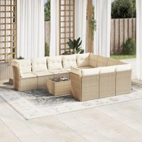 11-delige Tuinset met kussens poly rattan beige - thumbnail