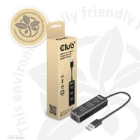 Club 3D USB-A 3.2 Gen1, 3-Ports Hub with Gigabit Ethernet dockingstation - thumbnail