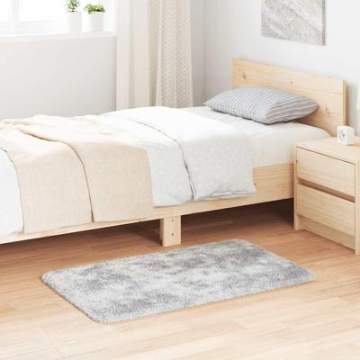 Hoogpolig vloerkleed NAVARRA 60x100 cm polyester zilvergrijs