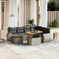 8-delige Loungeset met kussens poly rattan grijs - thumbnail