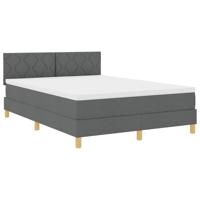 Boxspring Bed met Matras & LED Donkergrijs 140x200 cm Stof - thumbnail