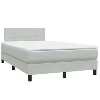 Boxspring met matras fluweel lichtgrijs 120x220 cm - thumbnail