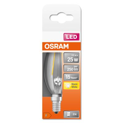 OSRAM HOMELIGHTING 4058075436688 LED-lamp Energielabel F (A - G) E14 Kaars 2.5 W = 25 W Warmwit (Ø x h) 35 mm x 100 mm Niet dimbaar 1 stuk(s)