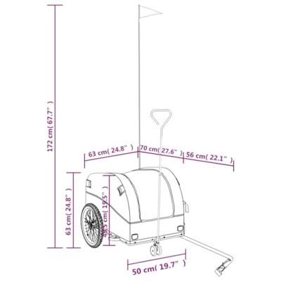 Fietstrailer 45 kg ijzer zwart en groen - thumbnail