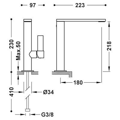Wastafelmengkraan Tres Project 1-Hendel Uitloop Recht 21,8 cm Rond RVS Wastafelmengkraan Tres Project 1-Hendel Uitloop Recht 21,8 cm Rond RVS