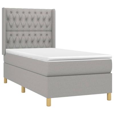 Boxspring met matras stof lichtgrijs 140x200 cm - thumbnail