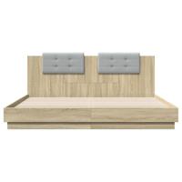 Bedframe met hoofdeinde bewerkt hout sonoma eiken 200x200 cm - thumbnail
