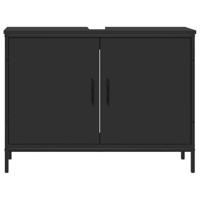 Wastafelkast 80x30x60 cm bewerkt hout zwart - thumbnail