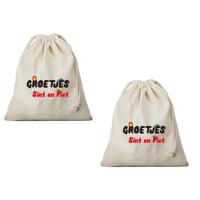 2x Kleine Sinterklaas cadeauzak groetjes van Sint en Piet 25 x 30 cm - Uitdeelzakjes - thumbnail