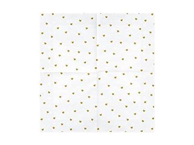 Witte Servetten met gouden hartjes 20 stuks