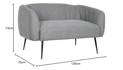 Sofa DKD Home Decor Zwart Grijs Schuim Hout Metaal Fluweel Scandi 129 x 75 x 73 cm